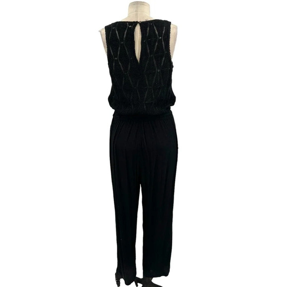 Anthropologie Hei Hei Taj Jumpsuit Sleeveless Open Back Crochet Black Size Small - Picture 7 of 11